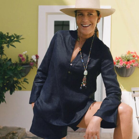 TUCKERNUCK X INDIA HICKS  Navy Linen Eleuthera Shorts - Picture 5 of 5